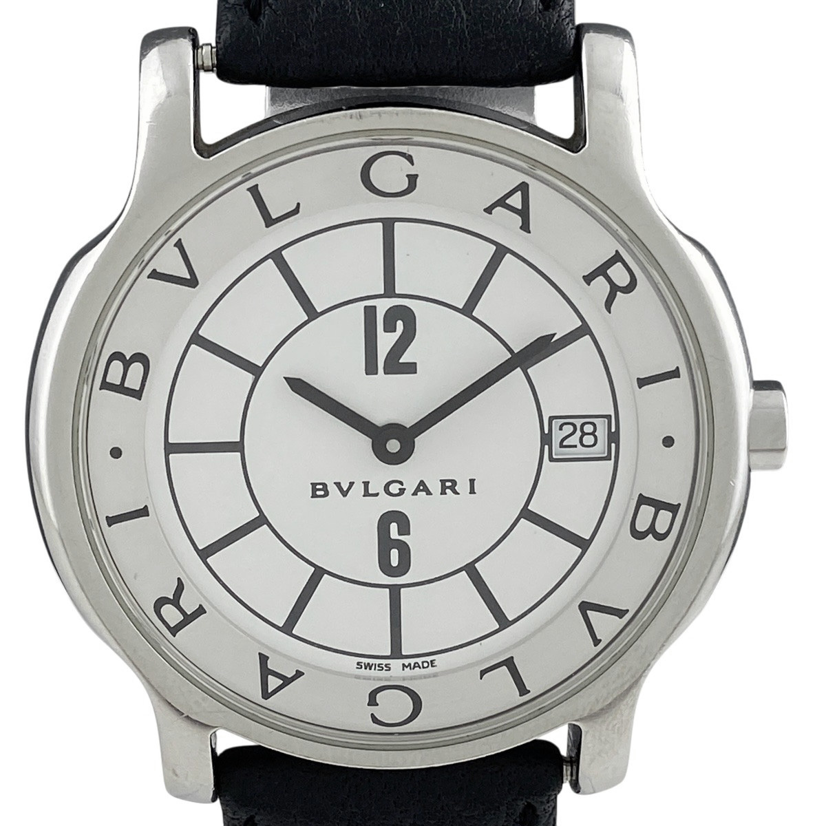 ブルガリ BVLGARI ソロテンポ ST35S 腕時計 SS レザー クォーツ ホワイト メンズ 【中古】拍卖