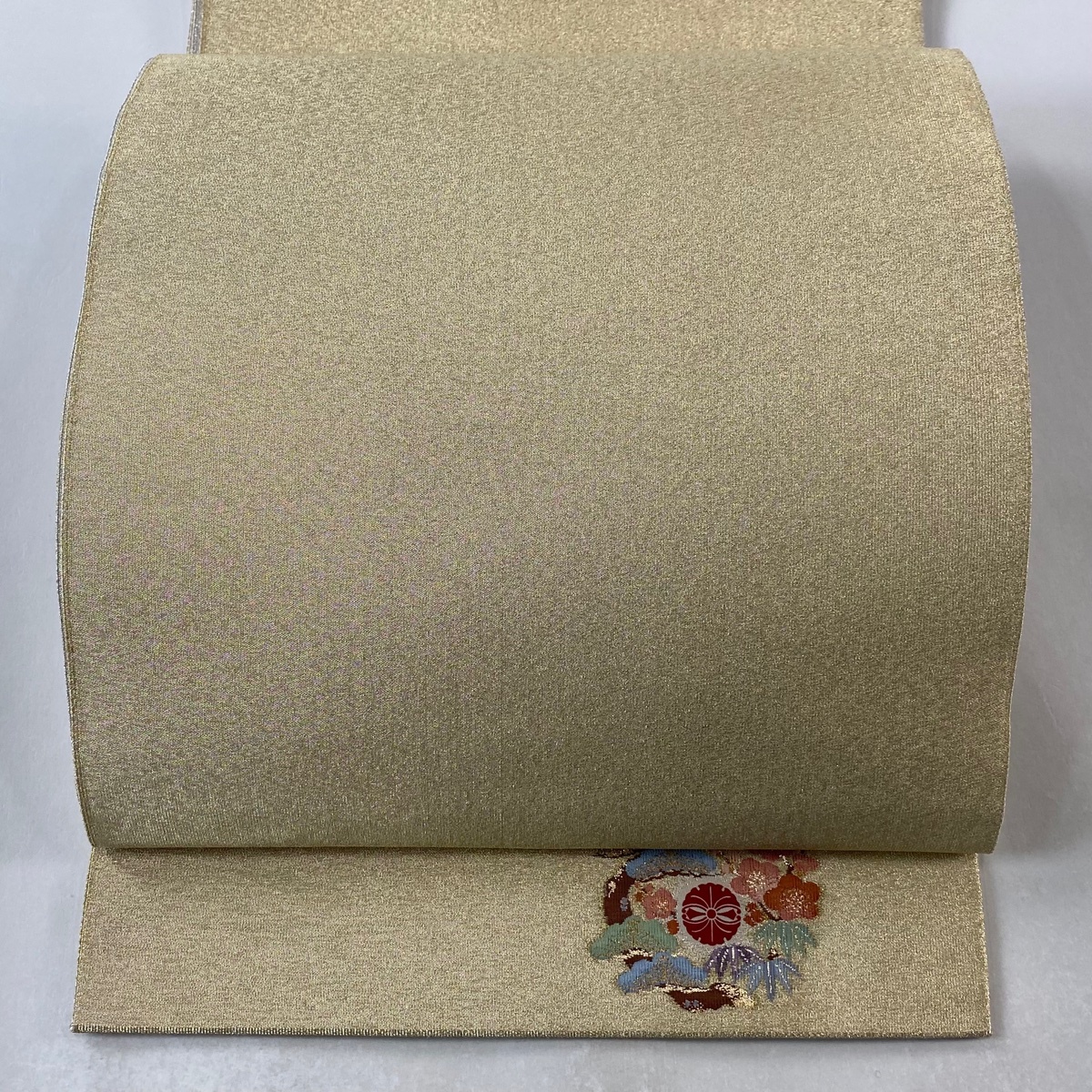 袋帯 美品 秀品 関西仕立て 松竹梅 金糸 金色 全通 正絹 【中古】拍卖