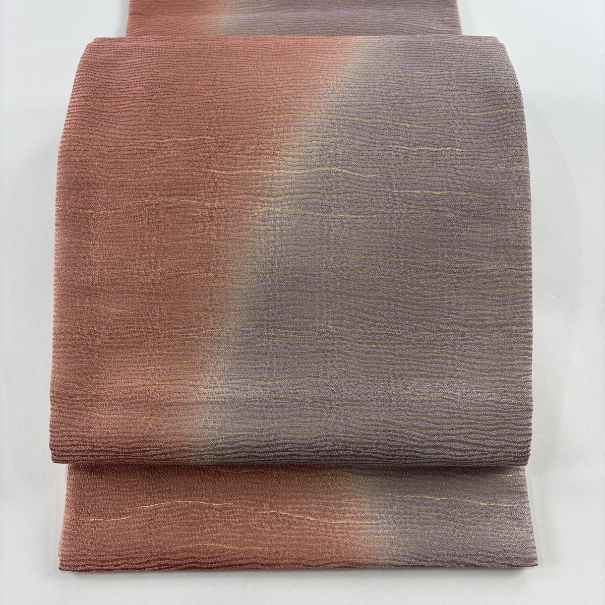 袋帯 美品 秀品 幾何学 金糸 箔 薄紫 全通 正絹 【中古】拍卖