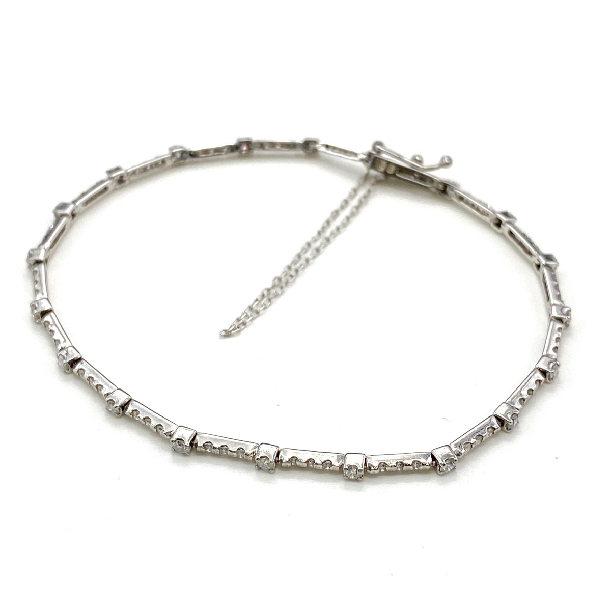 メレダイヤ デザインブレスレット WG ホワイトゴールド 腕輪 ブレスレット K18 WG ダイヤモンド レディース 【中古】拍卖