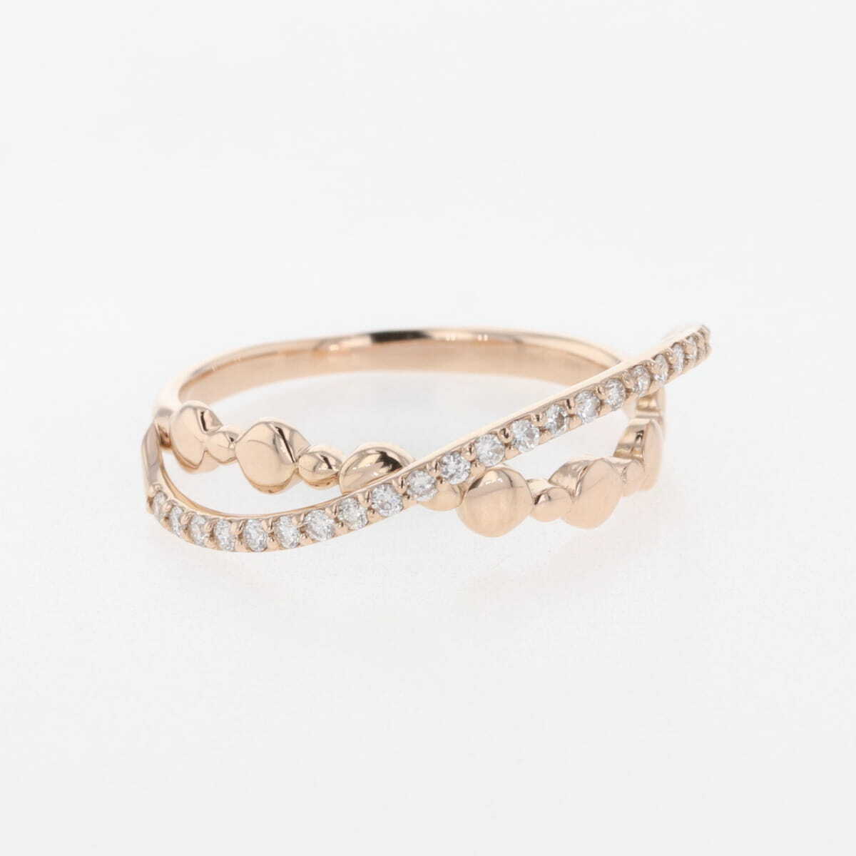 メレダイヤ デザインリング PG ピンクゴールド 指輪 リング 13.5号 K18 ダイヤモンド レディース 【中古】拍卖