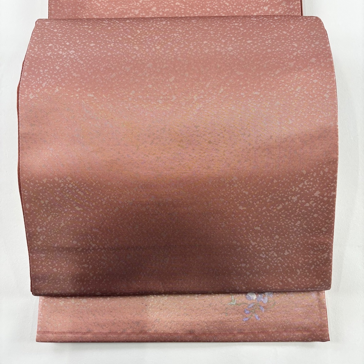 【美品】 袋帯 秀品 二代目清次郎 落款 関西仕立て 幾何学 ワンポイント柄 箔 ピンク 六通 正絹 【中古】拍卖