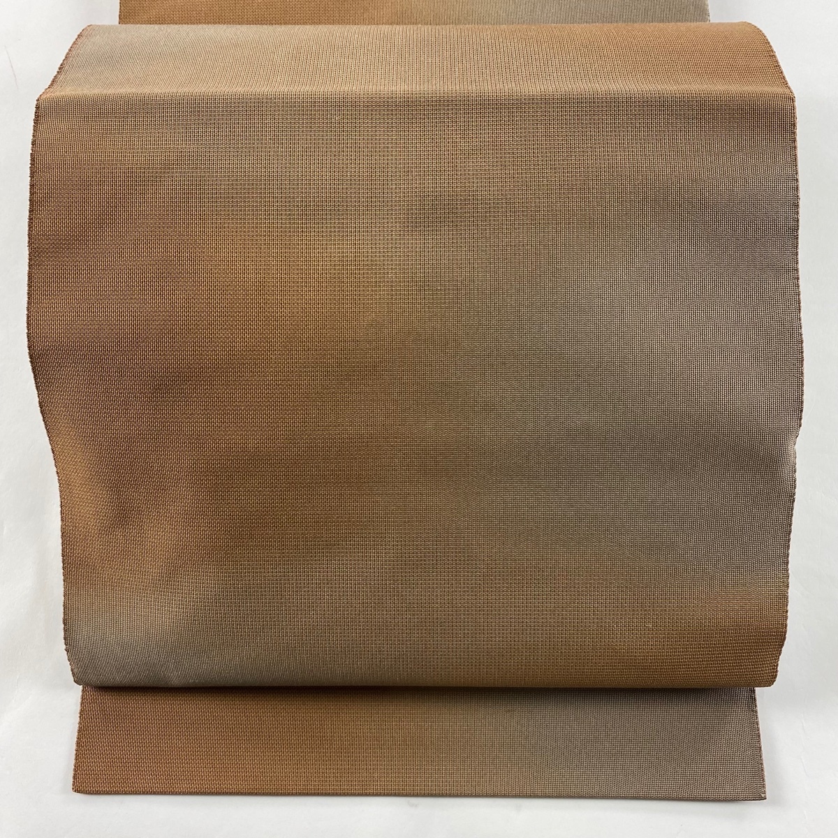 名古屋帯 秀品 八寸名古屋帯 ぼかし柄 赤茶 正絹 【中古】拍卖