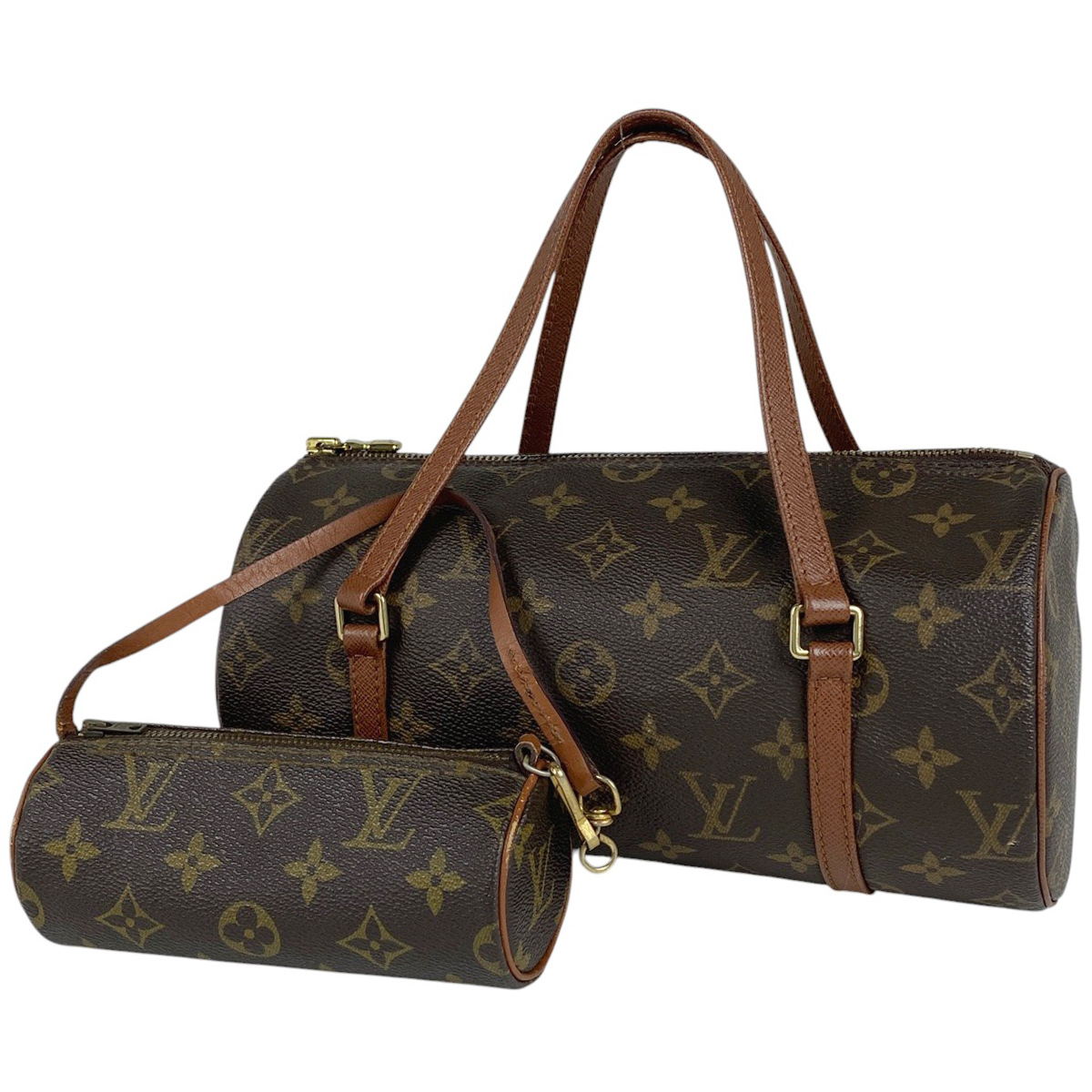 ルイ・ヴィトン Louis Vuitton パピヨン 26 筒型 旧旧型 ハンドバッグ モノグラム ブラウン M51366 レディース 【中古】拍卖
