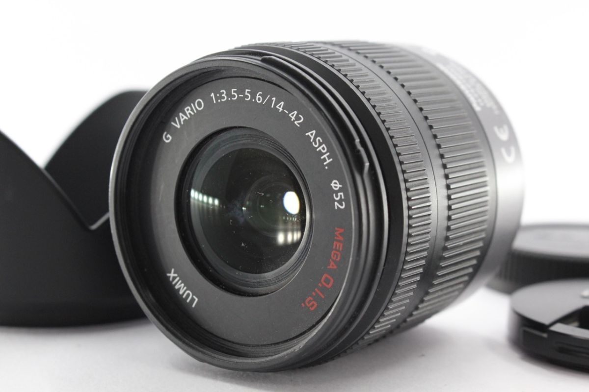 ★特上品★パナソニック PANASONIC G VARIO 14-42mm F3.5-5.6 ASPH. MEGA O.I.S. 《キャップ フード 付き》 #A5427拍卖