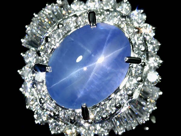 .RO16475SS【売り切り】新品【RK宝石】極上非加熱スターサファイア 大粒5.01ct!! 極上ダイヤモンド 総計0.79ct Pt900 超高級リング ダイヤ拍卖
