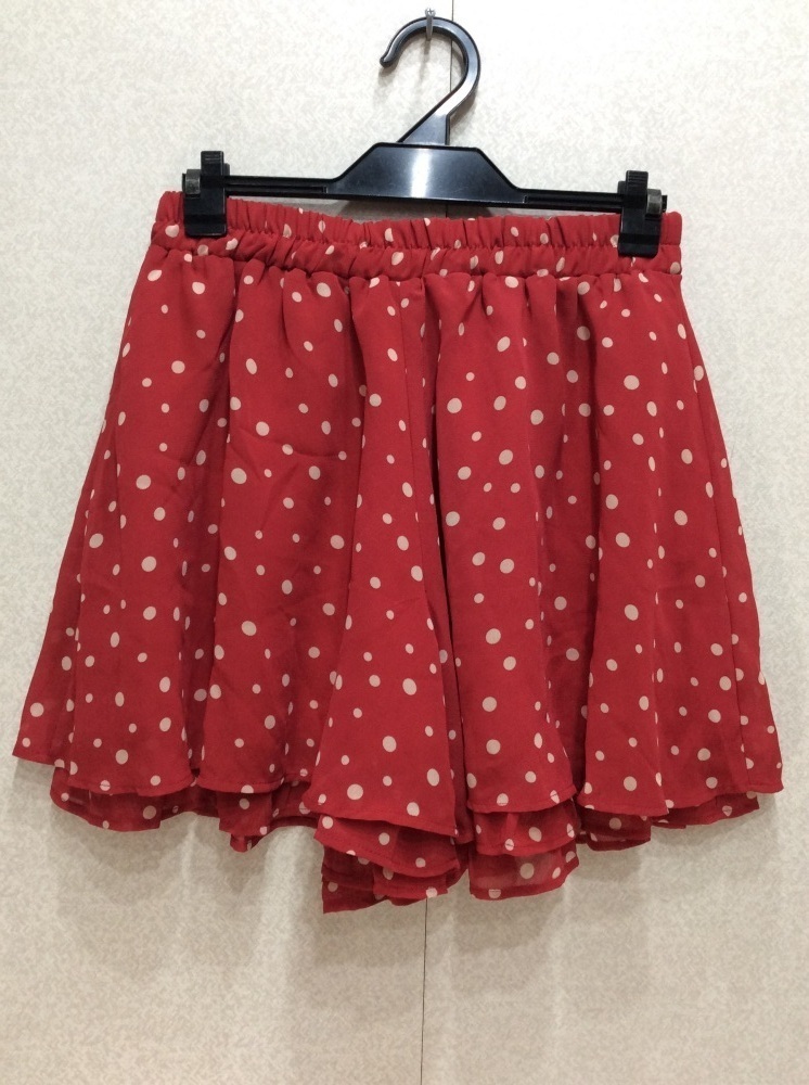 ニッセン 赤にベージュドット フレアショートパンツ ウエストゴム サイズTM-160拍卖