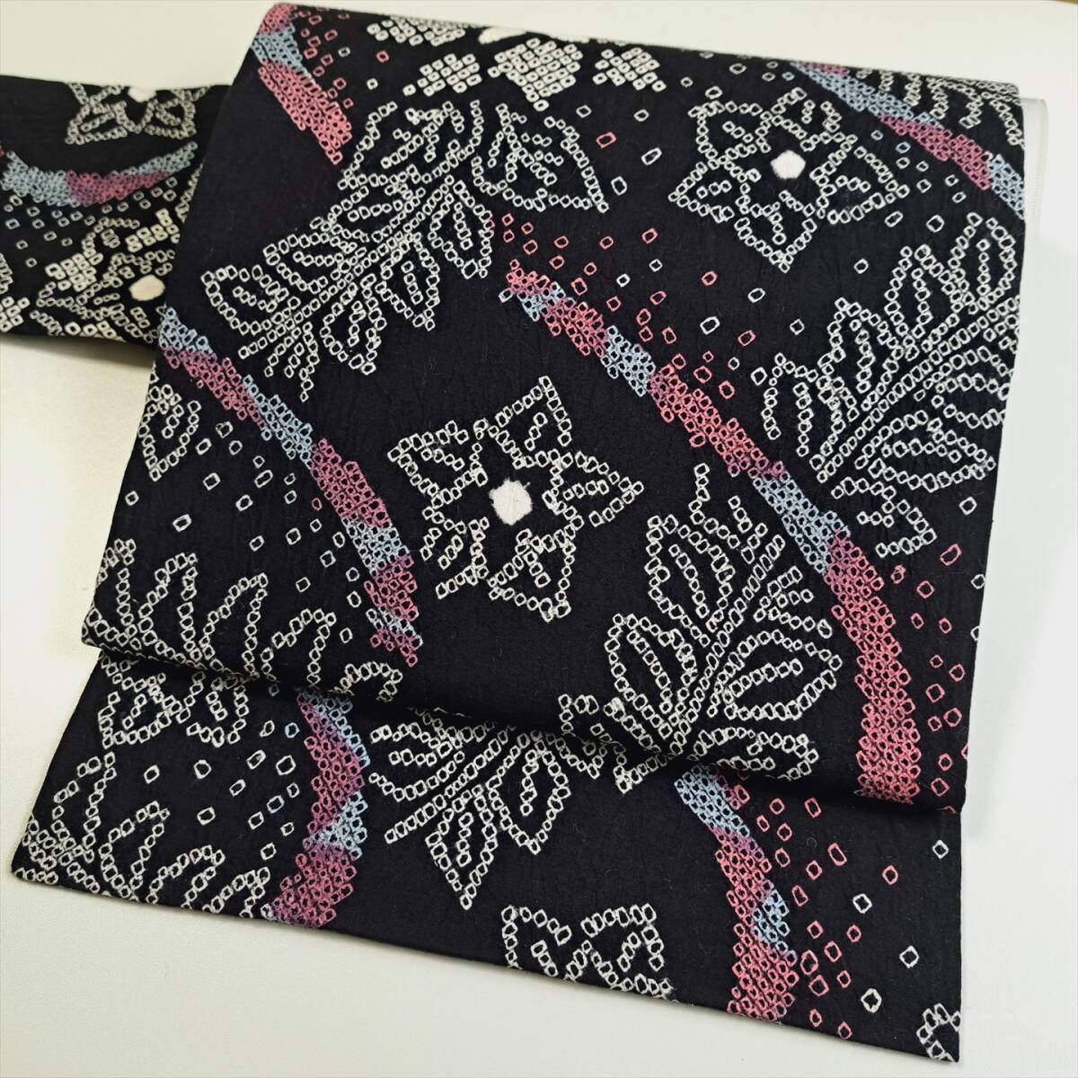 即決■着物の越田■幅31.5長さ369 正絹 名古屋帯 名古屋仕立て 絞り 両面全通 双◇み28J06拍卖