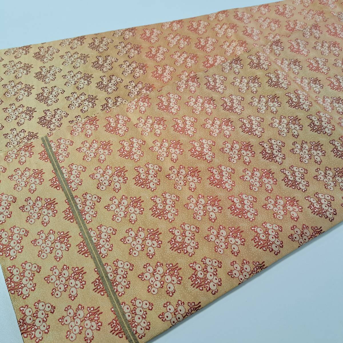 ■着物の越田■幅30.5 長さ401 正絹 丸帯 アンティーク 花 レトロ 個性的 ■む16J04拍卖