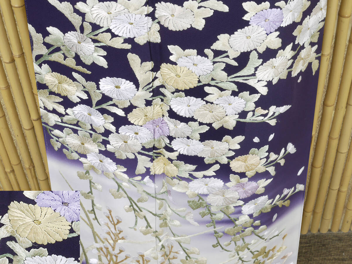 【京かんざし】t-912★作家物 特選訪問着 総刺繍 手刺繍 躾糸付未着用 身丈165 cm裄丈67 cm★即決送料無料拍卖