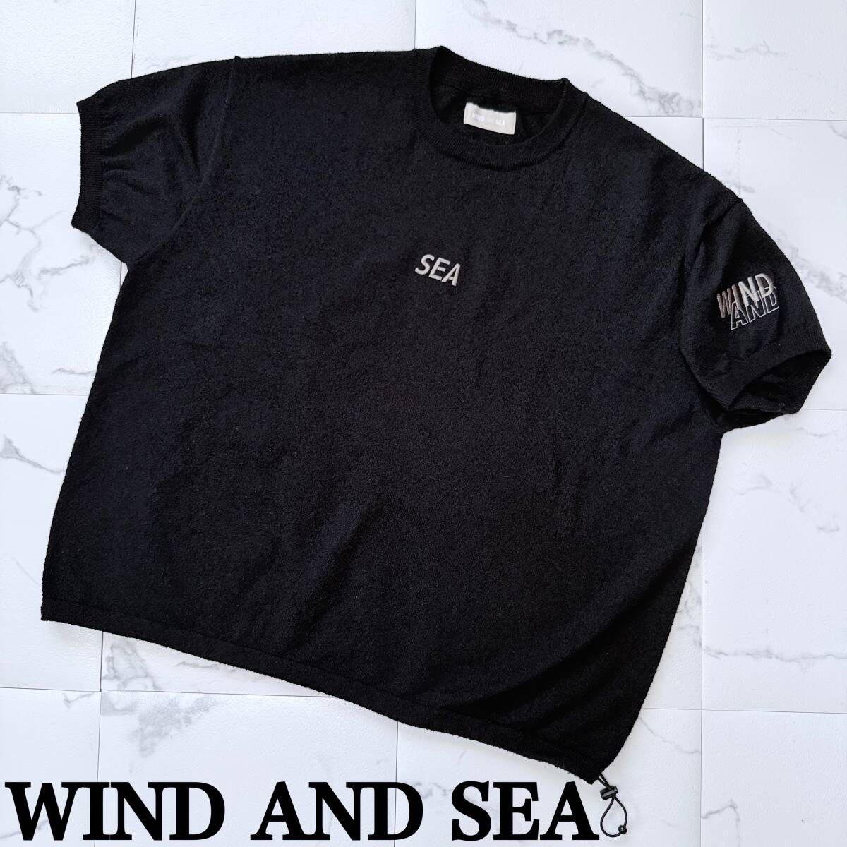 WIND AND SEA ウィンダンシー Bouclet S/S Top ロゴ 刺繍 半袖 カットソー ポリエステル ブラック ドローコード M WDS-O-ESSH-24-Q4-CS-02拍卖