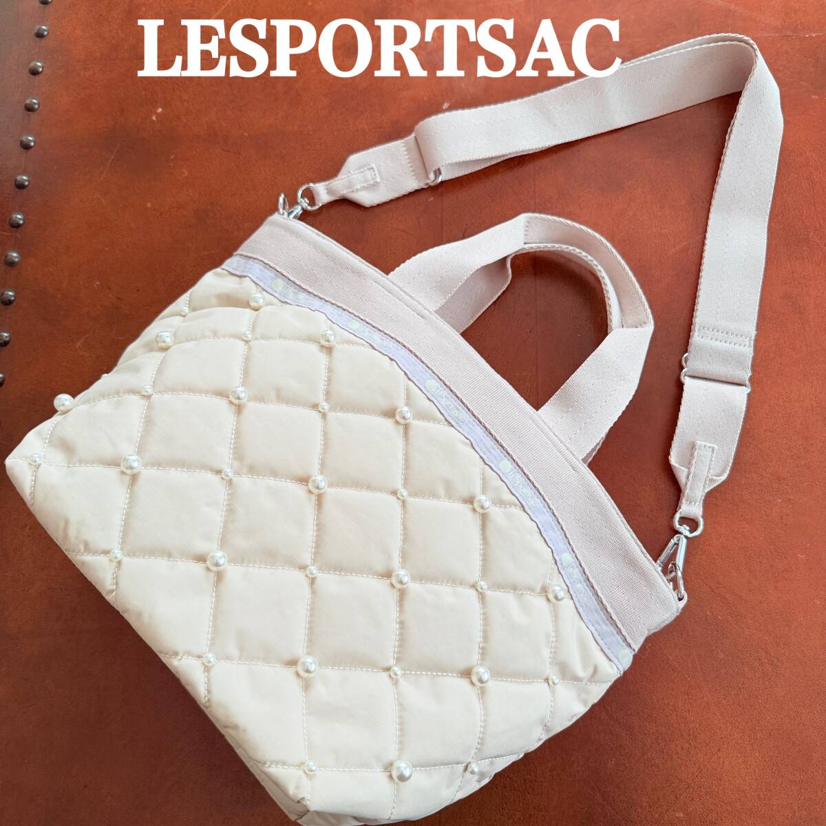 LESPORTSAC レスポートサック レスポ パール 2way キルティング 舟形 トートバッグ BUCKET TOTE W PEARLS ドリフトウッドパール 限定拍卖
