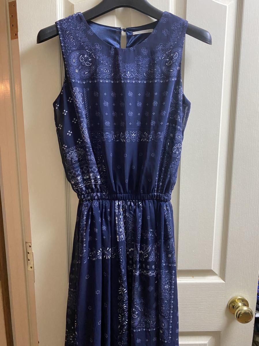 1288☆RETRO GIRL☆紺色ノースリーブワンピース☆サイズM拍卖