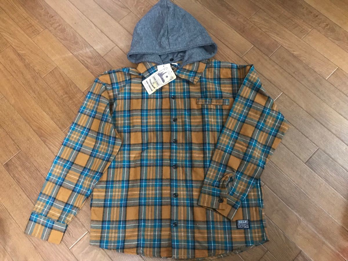 新品★フード付きチェックシャツ長袖★150拍卖