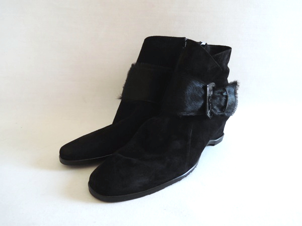 LAURA GIACCONE ラウラ ジャコーネ ショートブーツ 黒 6EEE拍卖