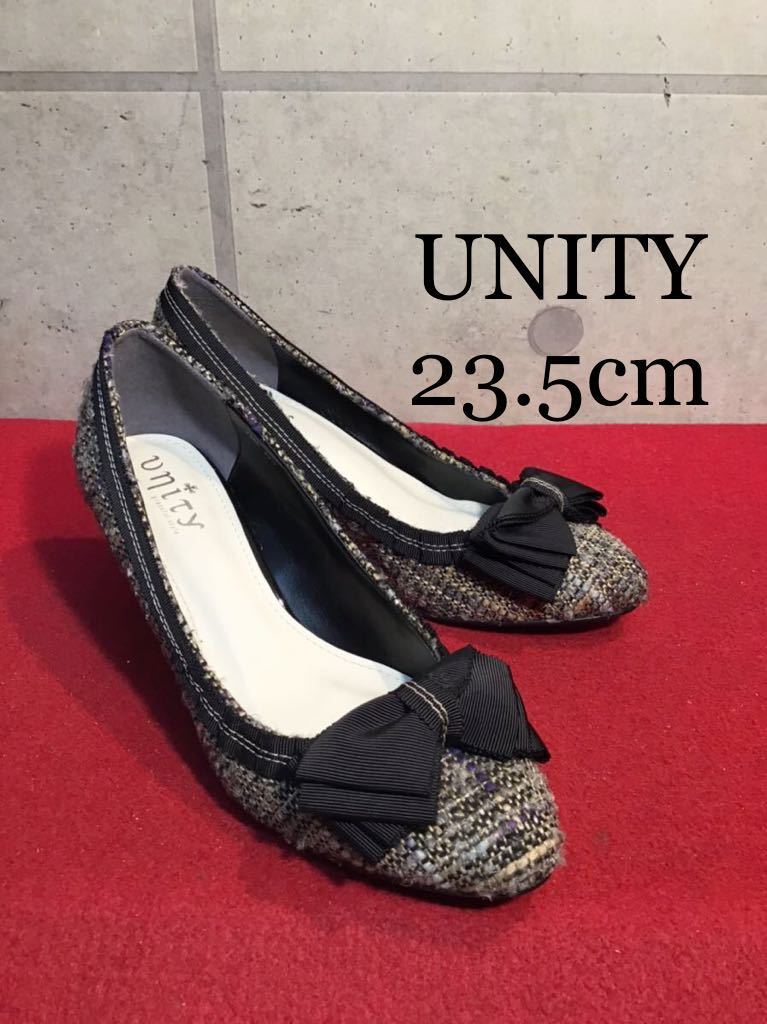 【売り切り!送料無料!】A-77 UNITY/パンプス/ツイード/23.5cm!箱なし!激安!拍卖