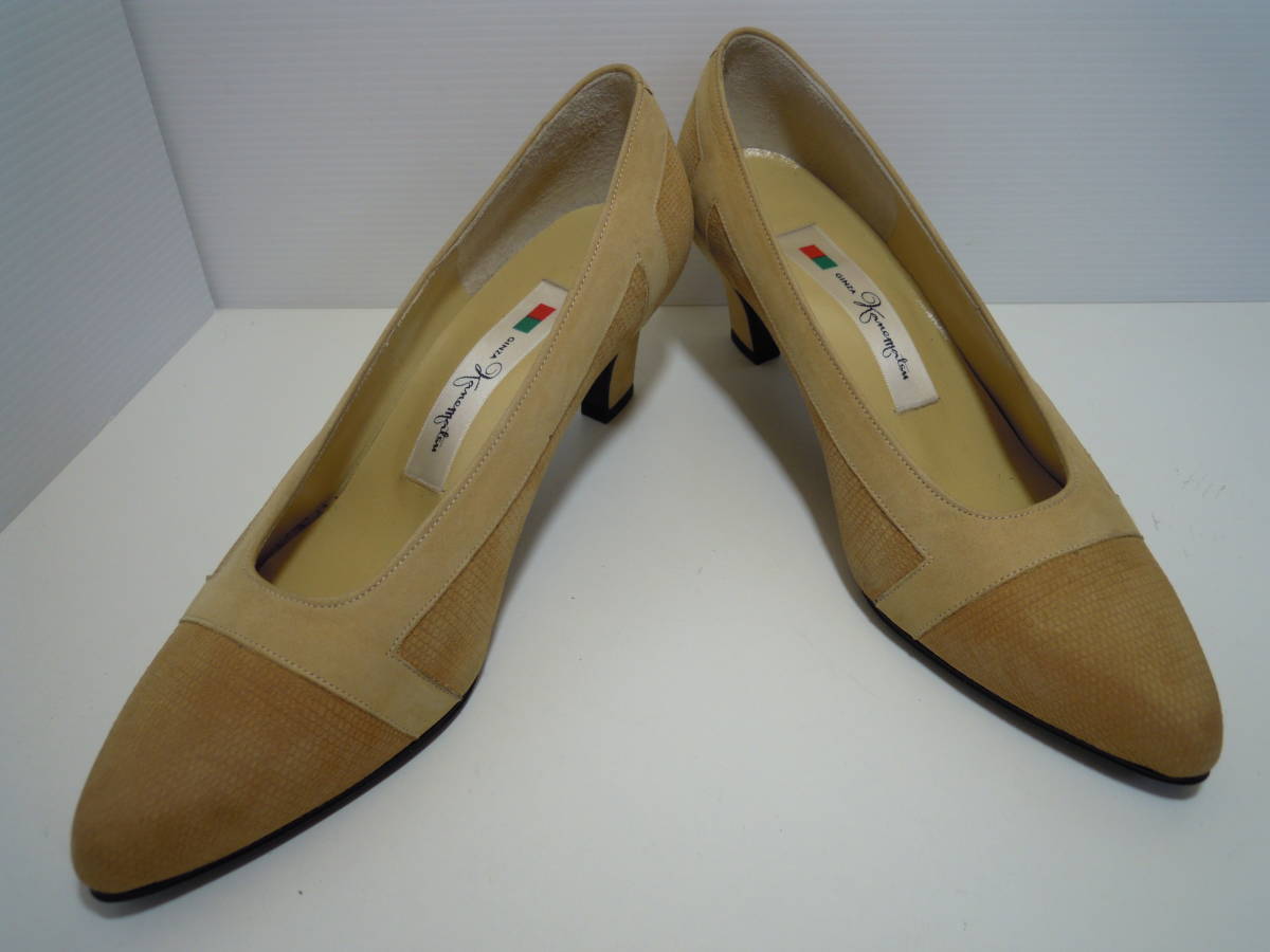 GINZA Kanematsu 銀座かねまつ 本革スエード コンビパンプス サイズ21.5cm拍卖