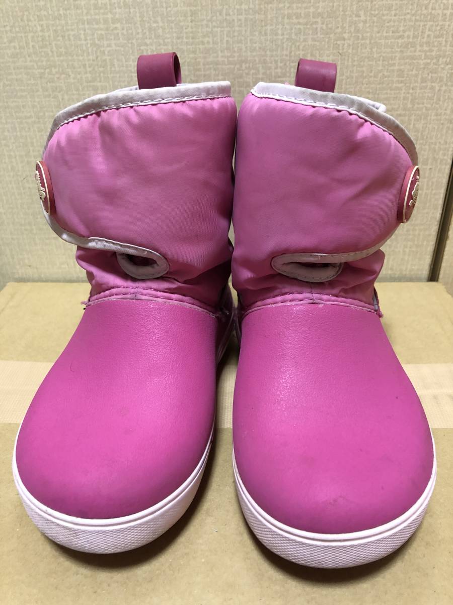 大幅値下げ期間限定価格売切中古品!美品(1~2回使用)Crocsクロックスブーツ/ピンク色/サイズC11これからのシーズンにどう!早い者勝ち!拍卖