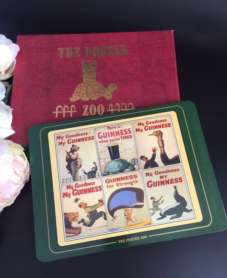 【国内発送657】メイド イン アイルランド ◆ Picture Press Limited “The Porter Zoo” ギネス コルクテーブルマット 6枚セット拍卖