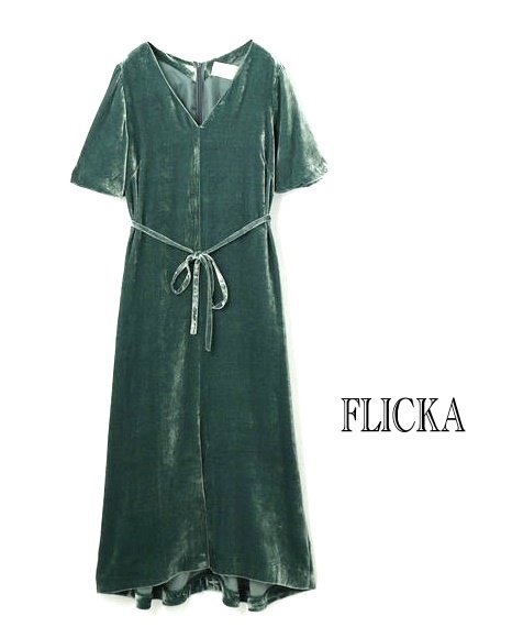 美品 定価4.3万 sophistique′ FLICKA ベルベット ロングワンピース 拍卖