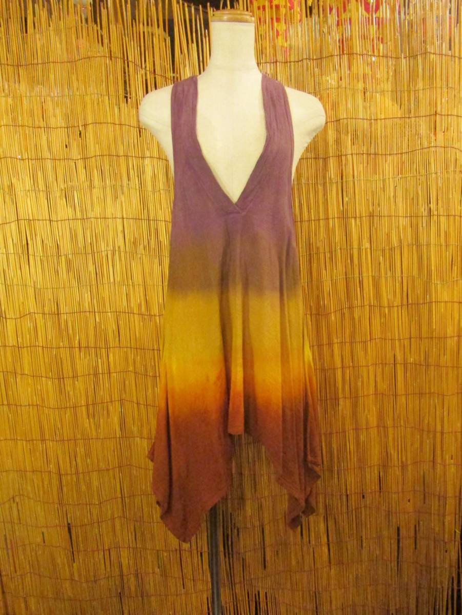 ④新品*手染め*コットン素材*グラデーションカラー*ミドル丈*ワンピース拍卖