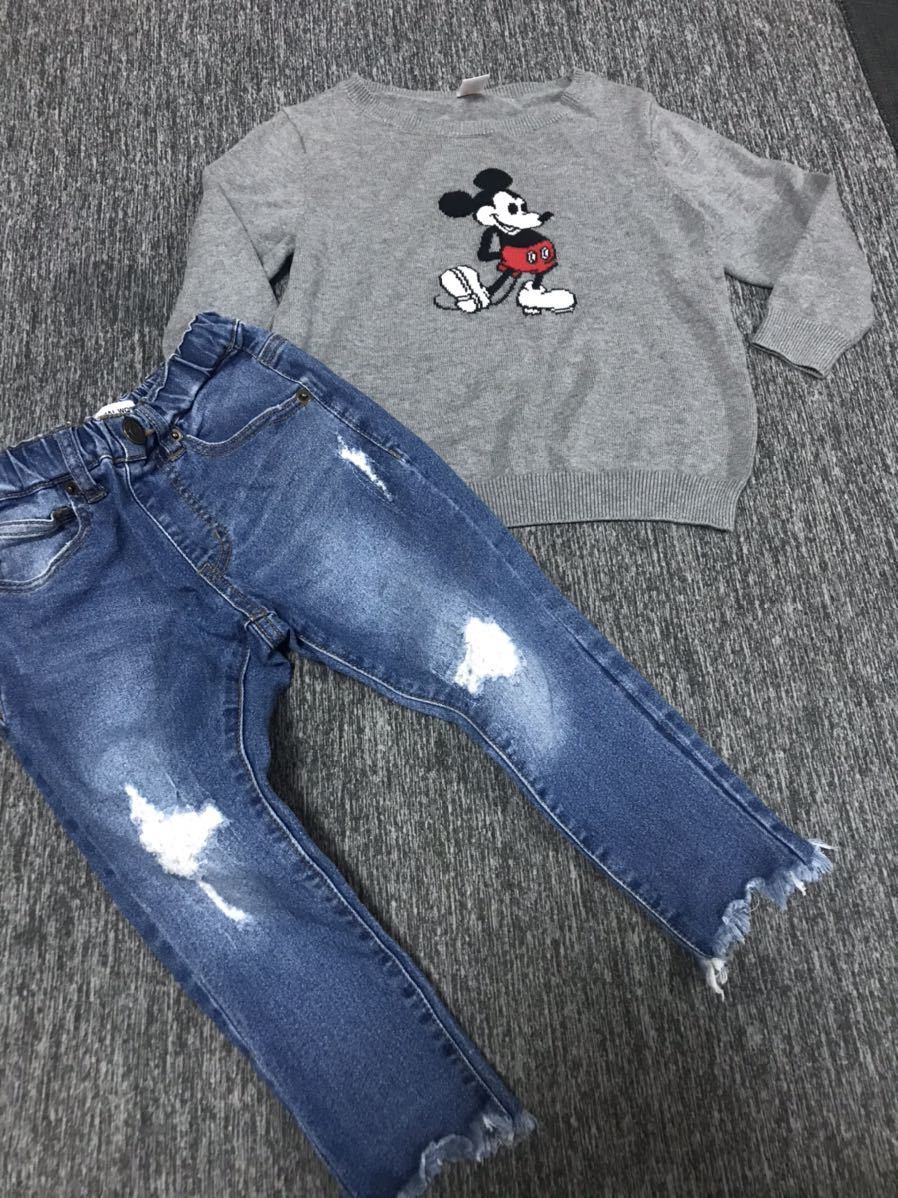男の子100上下セット ミッキー デニムズボン拍卖