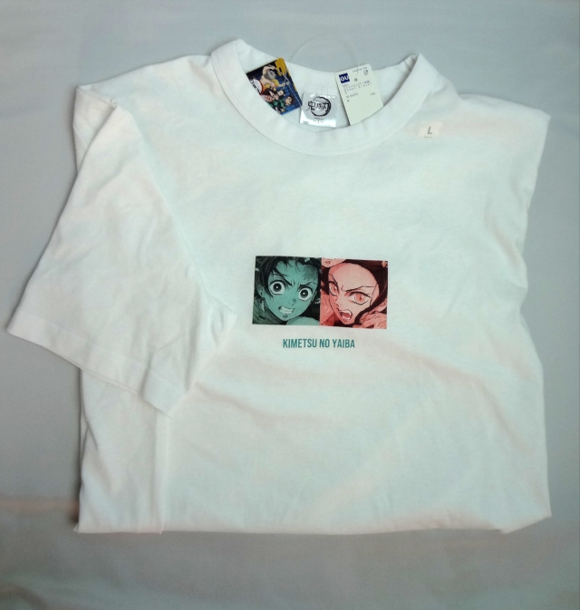 鬼滅の刃 GU コラボTシャツ コットンビッグT Demon Slayer 2 炭治郎&禰豆子 メンズ Lサイズ ホワイト 新品未使用拍卖