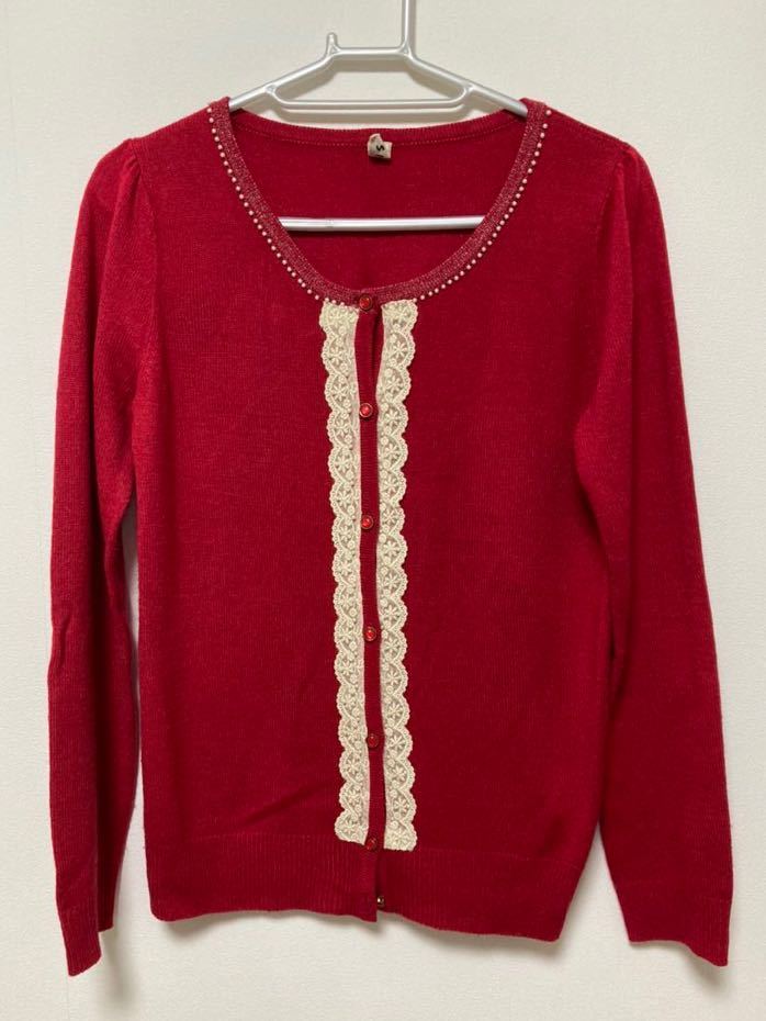 VIS ビス カーディガン 長袖 レッド 赤 M拍卖