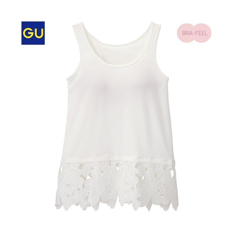 GU/ジーユー ブラフィール ヘムレースタンク オフホワイト 白 M拍卖