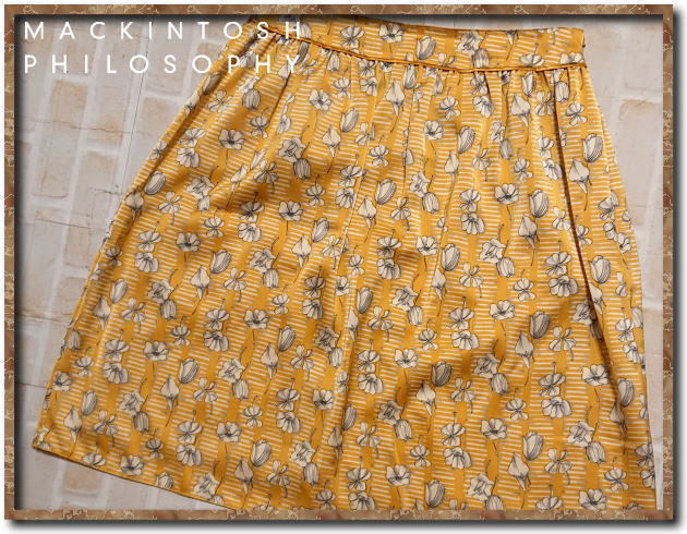☆MACKINTOSH PHILOSOPHY マッキントッシュフィロソフィー プリントスカート 黄☆拍卖