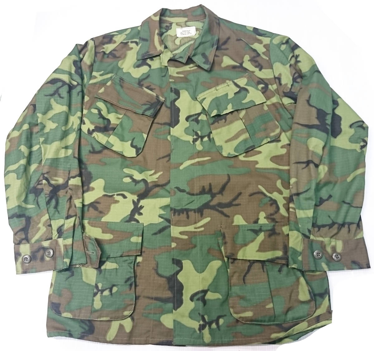 米軍 DSA1968 ERDL グリーン ライム リーフ迷彩 熱帯地戦闘服 コート上着 Size M/R. DEAD STOCK拍卖