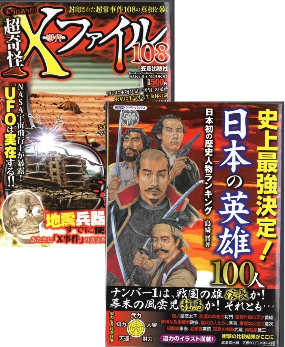 2冊 【日本の英雄 100人】& 【超奇怪 X-ファイル事件 108】 拍卖