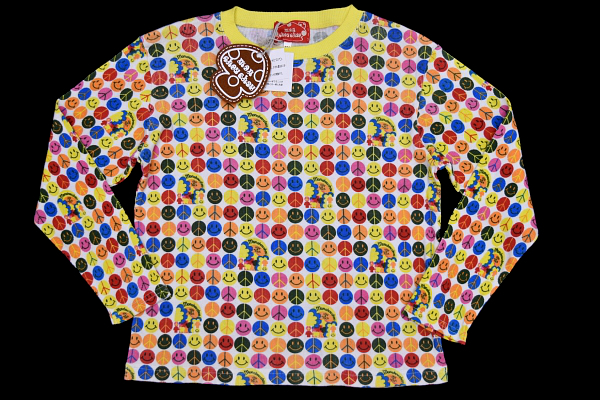 Y-0012★送料無料★新品★mon shou shou モンシュシュ★高島屋百貨店 総スマイリー柄 長袖Tシャツ 130cm拍卖