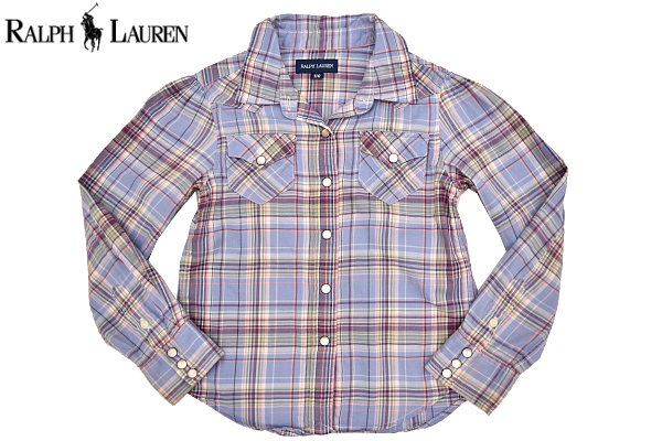Y-0101★送料無料★超美品★RALPH LAUREN ラルフローレン★正規品 マルチカラー チェック 激レア 長袖ウエスタンシャツ 110cm拍卖