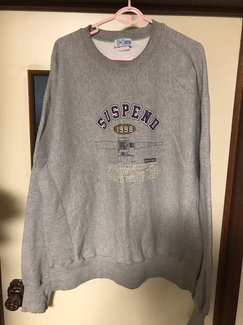 レア古着 正規 SUSPEND スウェット XLサイズ コークヘッドヒップスターズ  ベイトリール アンバサダー ブラックバス ライギョ拍卖