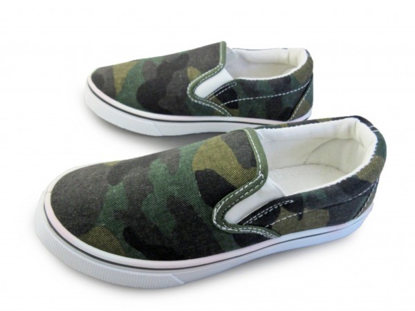 1円~cL286新品AAAローカット/スリッポンスニーカー16㌢迷彩柄♂拍卖