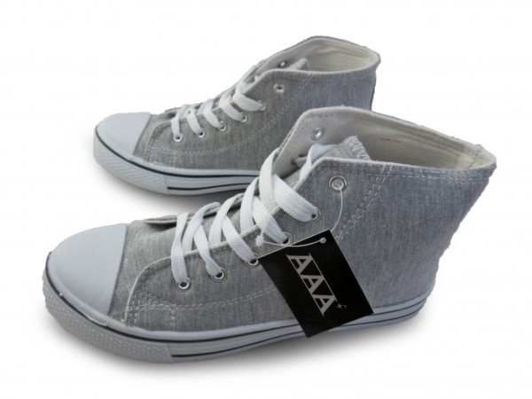 1円~2330-110新品AAAミッドカット/レースアップキッズスニーカー23㌢GRAY-ST♂拍卖