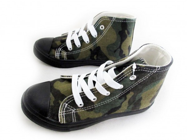 1円~cL339新品AAAミッドカット/レースアップスニーカー20㌢迷彩柄♂拍卖