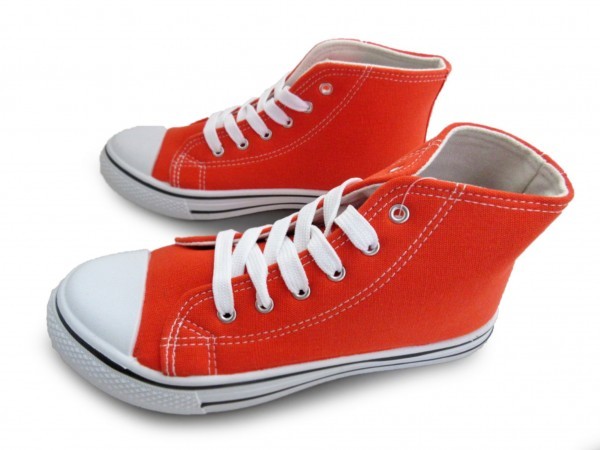 1円~cL352新品AAAミッドカット/レースアップスニーカー22㌢ORANGE♂拍卖