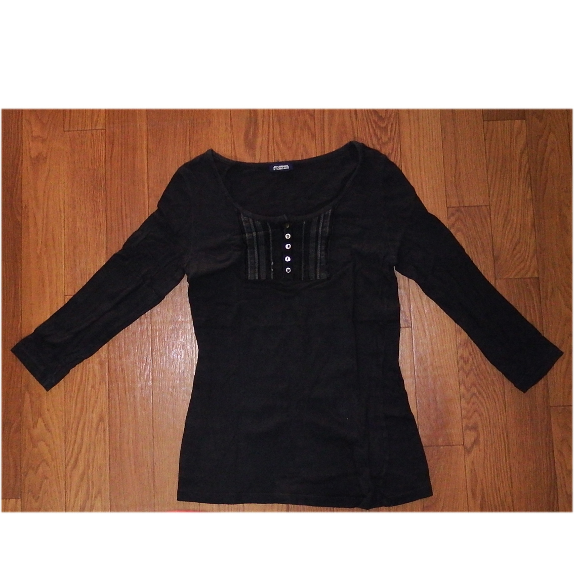 KR925 ジャーナルスタンダード テープレース ヘンリーネックTシャツ 黒 美品拍卖