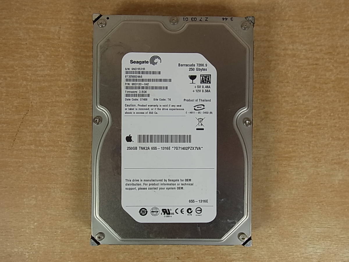◎F/705●シーゲート Seagate☆3.5インチHDD(ハードディスク)☆250GB SATA300 7200rpm☆ST3250824AS☆中古品拍卖