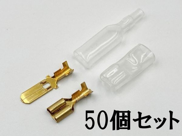 ①【250型 オス/メス 端子+後入れ スリーブ 各50個セット】 日本製 平型端子 脱着可能 検索用) バイク エーモン 配線 汎用 溶断拍卖