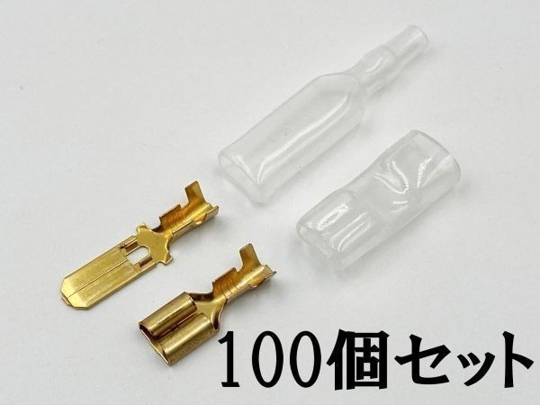 ①【250型 オス/メス 端子+後入れ スリーブ 各100個セット】 日本製 平型端子 脱着可能 検索用) サブライト 電子機器 増設拍卖