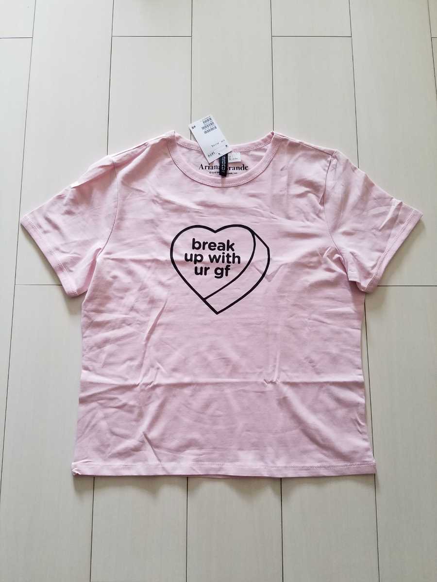 H&M 半袖 ボックスTシャツ カットソー L/ピンク黒ブラック 綿拍卖