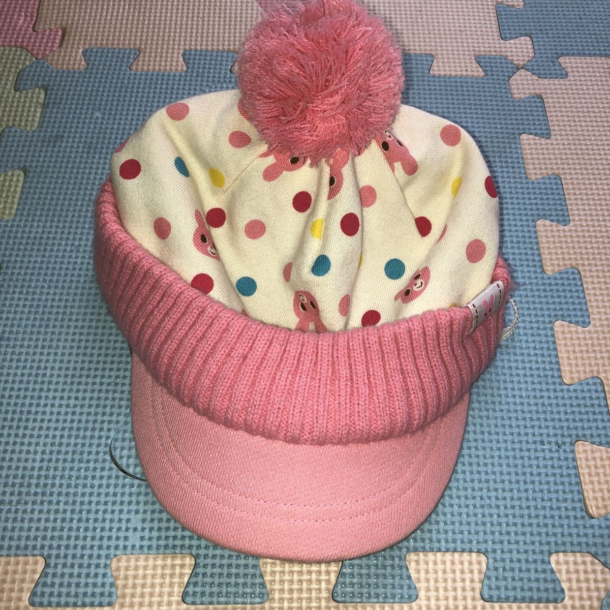 【未使用即決】ミキハウスホットビスケッツ女の子用帽子 キャップ50~52cm(Mサイズ) ダブルB ウサコ拍卖