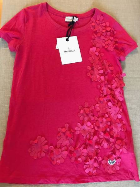 新品同様本物完売MONCLER モンクレール 限定デザインTシャツ XS ショッキングピンク 拍卖