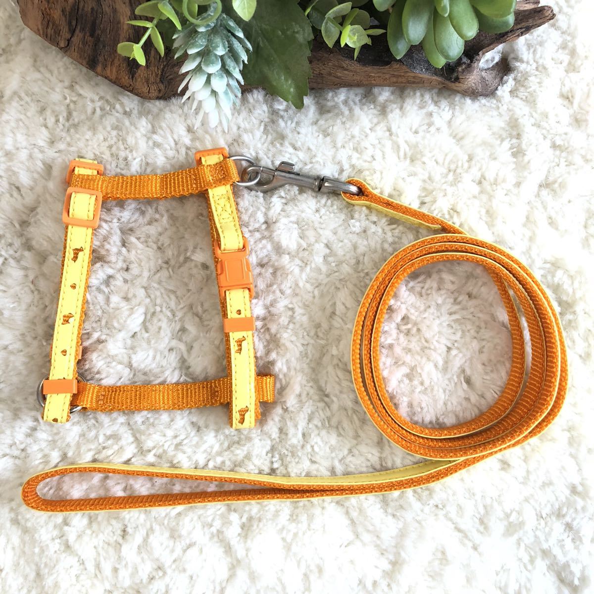 ★同梱お得★胴輪&リード・超小型犬・かわいいシリーズ-No.27・イエロー♪拍卖