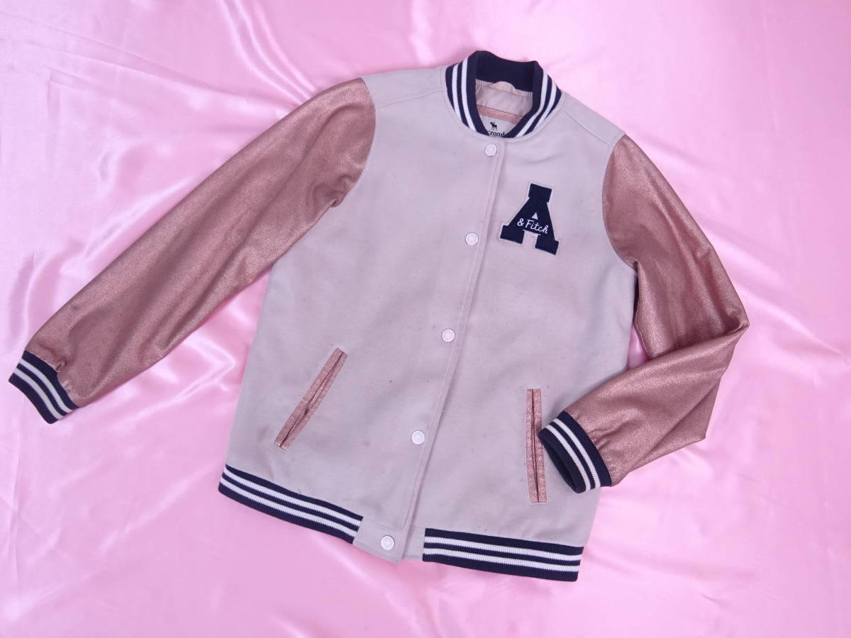 Abercrombie Kids アバクロンビーキッズ スタジアムジャンパー ブルゾン ベージュ ピンクゴールド拍卖