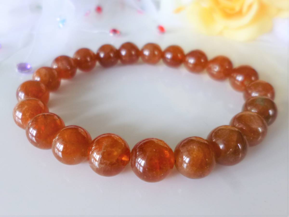 ☆情熱的☆肉体エネルギー・生命力アップ☆持久力☆血液強化☆夫婦家庭円満☆危機回避☆オレンジガーネット☆ ☆10mm☆17.5cm☆拍卖