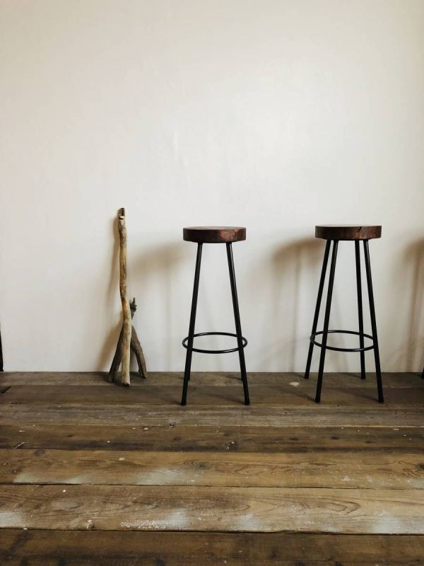 ※商品説明文発送日必読 WS-H740 椅子 ハイスツール アイアン チェアー 無垢材 カウンターチェアー スツール オーダーメイド拍卖